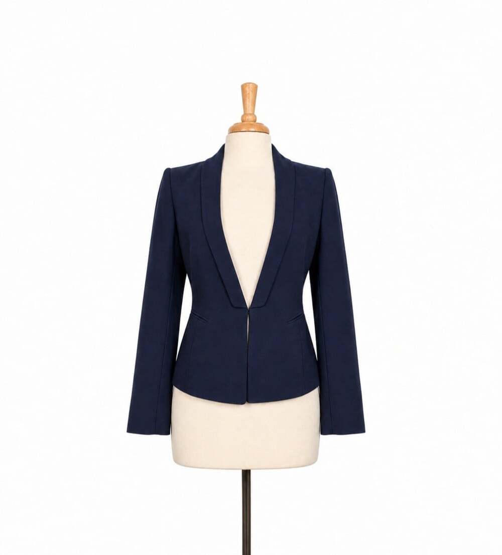 Antonio Melani Womens Blazer Size 4 Navy Blue Shawl Collar Career Jacket